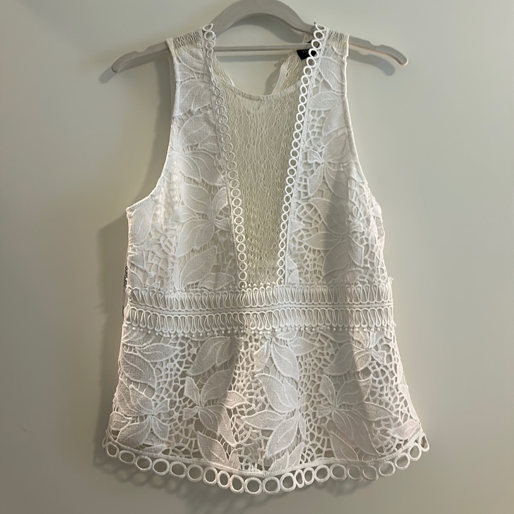 Topshop White Laser Cut Shirt